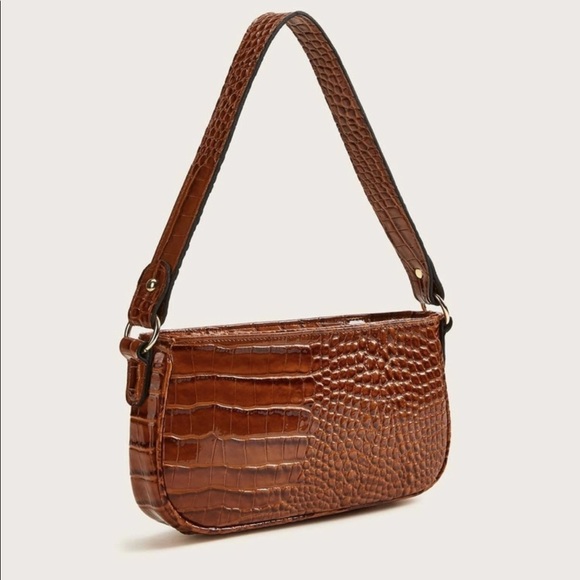 Handbags - NWOT Croc Embossed Baguette Handbag